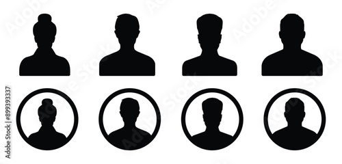 Anonymous user portrait vector illustrations in a flat design style. Set of male and female vector profile icons
