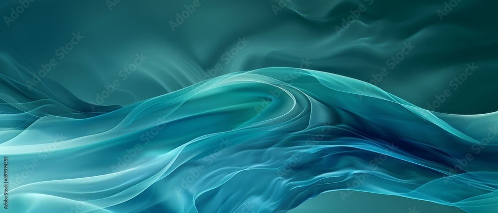 A digitally produced image of a blue-teal wave against a black backdrop, framed by a white border A digitally produced image of a blue-teal wave against a black backdrop, framed by a white border
