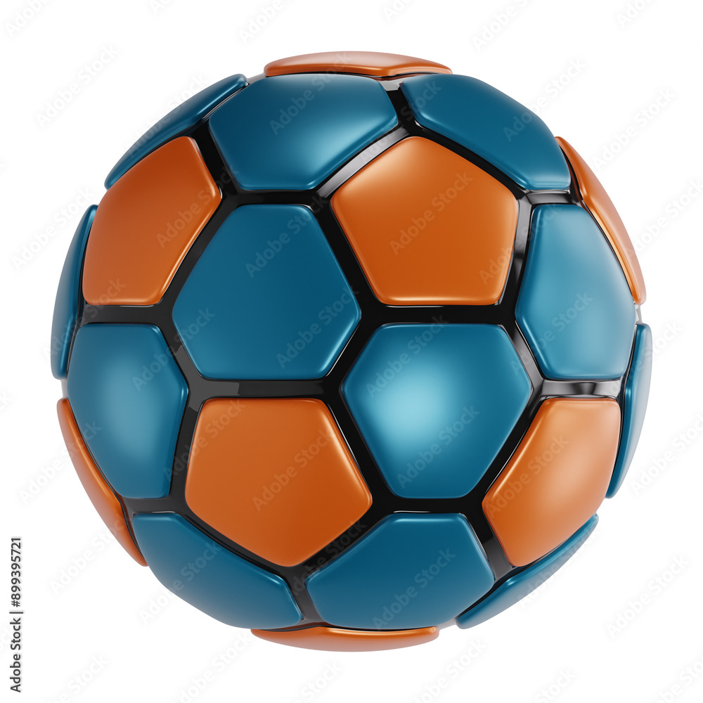 Premium orange and blue football ball icon 3d rendering on isolated background Premium orange and blue football ball icon 3d rendering on isolated background