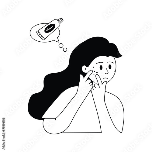 Premium quality drawing illustration of acne