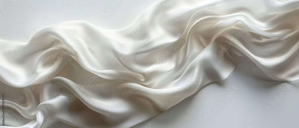 Obraz premium A tight shot of white fabric displays wavy patterns at its upper and lower edges