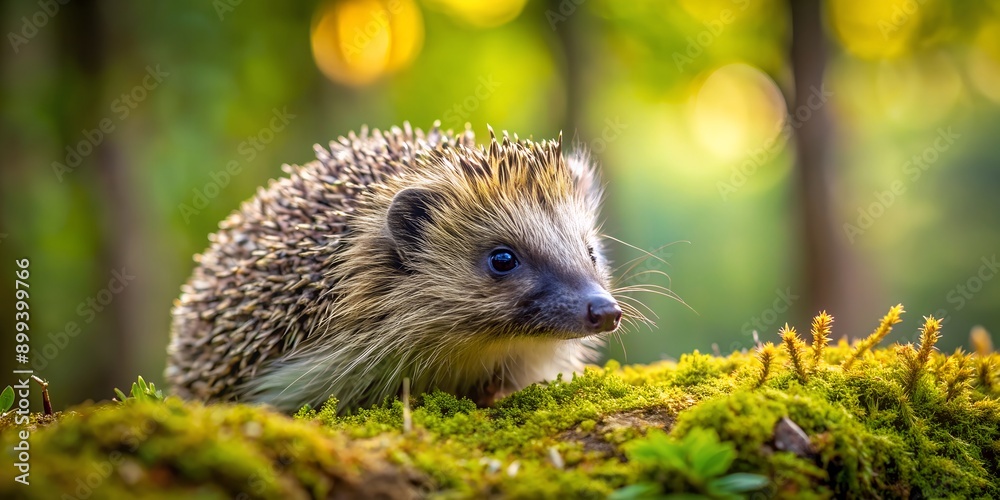 Fototapeta premium a hedgehog in a natural forest background Generative By AI