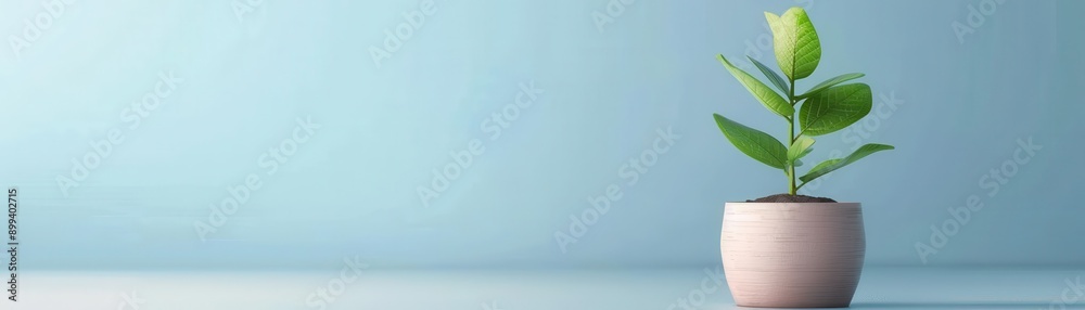 Obraz premium Potted Plant on Blue Background.
