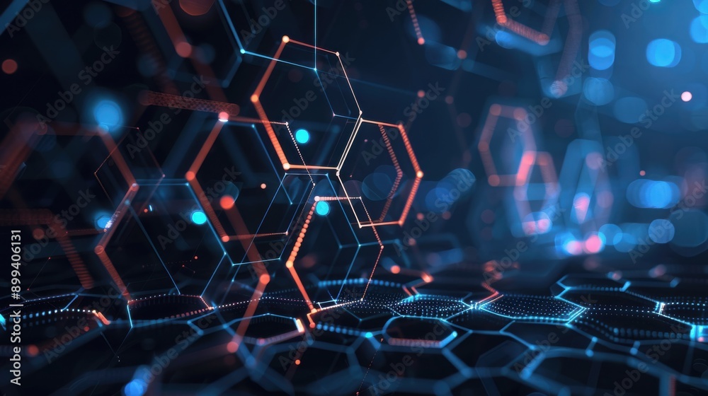 Obraz premium Futuristic Hexagonal Connections: Intricate Digital Background Design