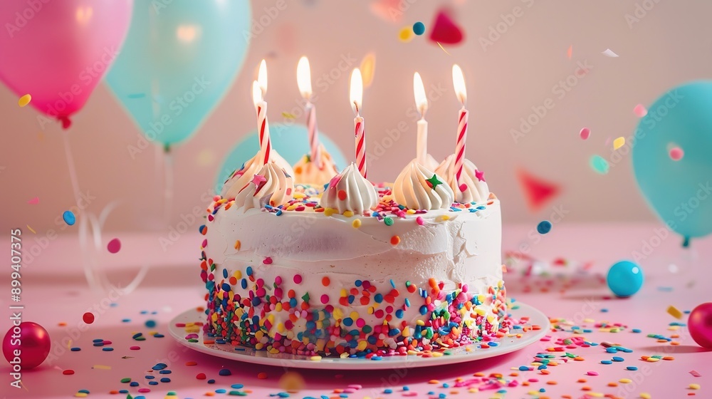 Happy Birthday Celebration with Festive Decorations Happy Birthday Celebration with Festive Decorations