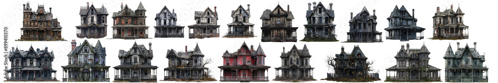 Fototapeta premium Pack of Haunted witch house set isolated on transparent