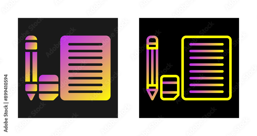 Eraser with paper and penc Vector Icon Eraser with paper and penc Vector Icon