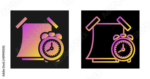 Sticky note with alarm clo Vector Icon