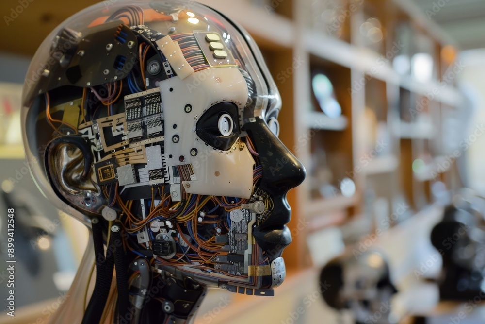Android head with exposed circuitry. Android head with exposed circuitry.