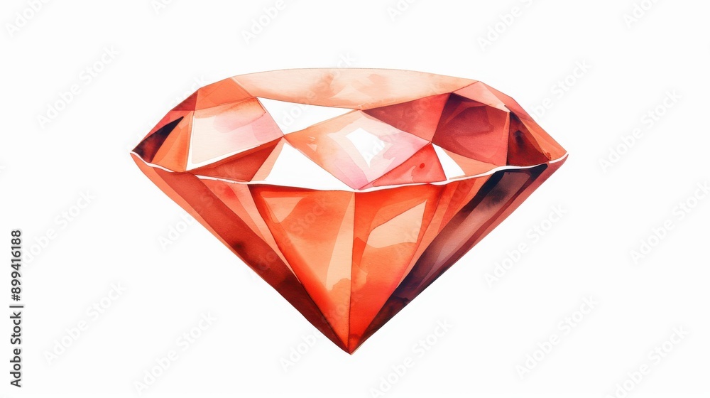 This stunning watercolor illustration features a vibrant diamond, radiating hues of color against a clean white backdrop. This stunning watercolor illustration features a vibrant diamond, radiating hues of color against a clean white backdrop.