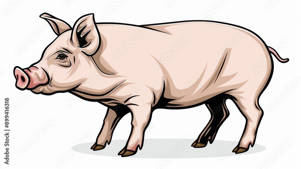 Fototapeta premium Vibrant pig illustration featuring intricate engravings, perfect for adding a touch of whimsy to any design project.