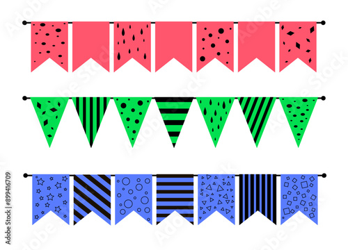 Set of birthday flags. vector birthday party elements