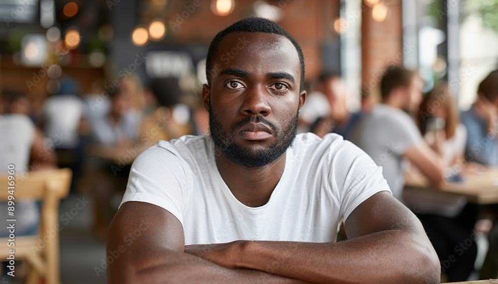 Sad anxiety depressed black man at support group Sad anxiety depressed black man at support group