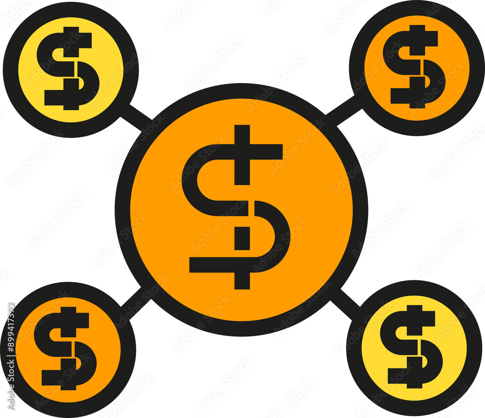 Obraz premium Money Linking Network Icon 