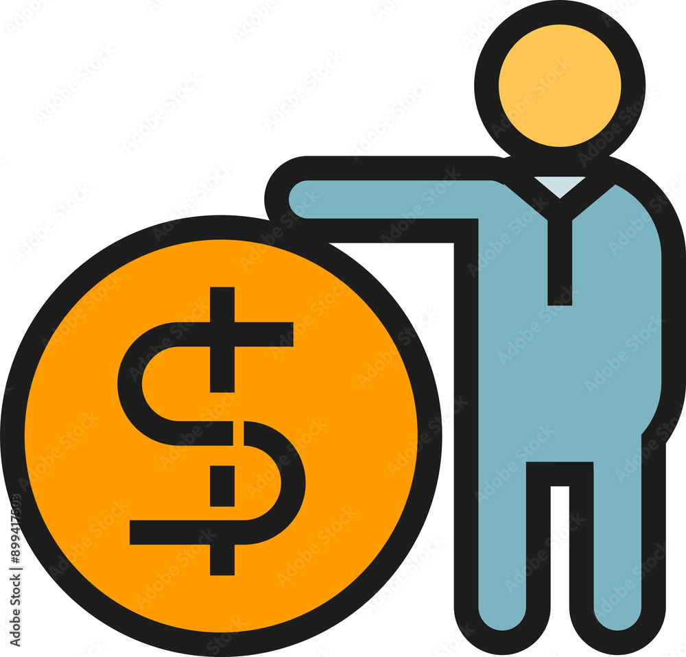 People and Dollar Coin Icon
