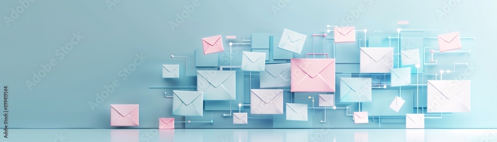 A calming digital background with pastel email marketing elements, showing increased reach and engagement in an original style A calming digital background with pastel email marketing elements, showing increased reach and engagement in an original style