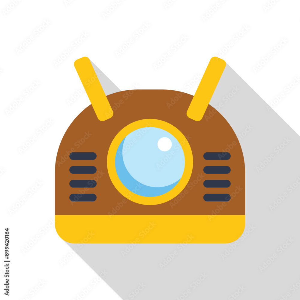 Fototapeta premium Illustration featuring a robot head with a round window, designed in a flat icon style