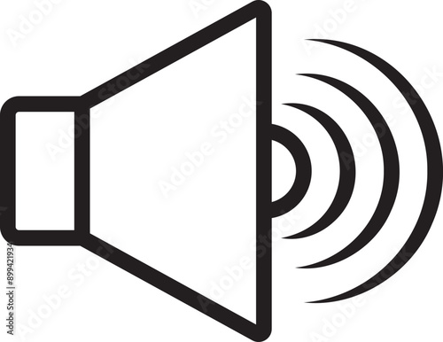 Sound Speaker Vector Icon, Megaphone Announcement Vector Icon, Louder Sound Symbol, MP3 Button, Musical Design Elements, Stereo Button, Audio Symbol, Speaker Pictogram, Silhouette On White Background