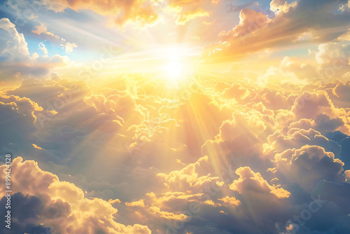 Golden Rays of Sunlight Through Clouds.