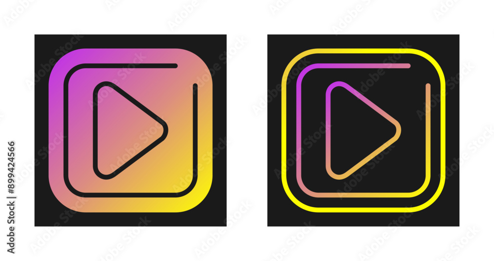 Play Sqaure Vector Icon Play Sqaure Vector Icon