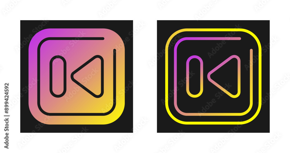 Previous Track Square Vector Icon Previous Track Square Vector Icon
