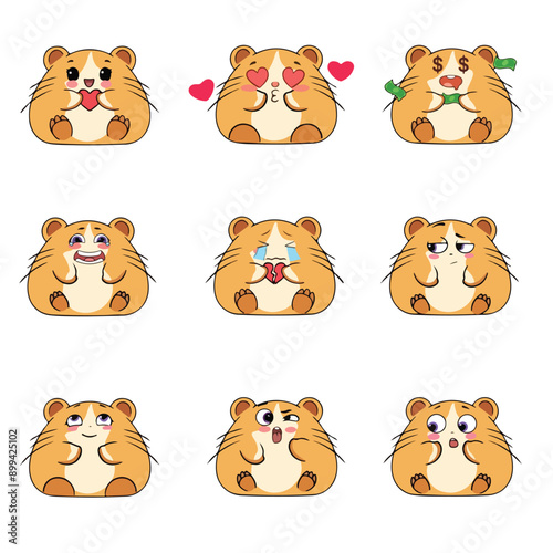 set of animals cute funny hamster vector illustration