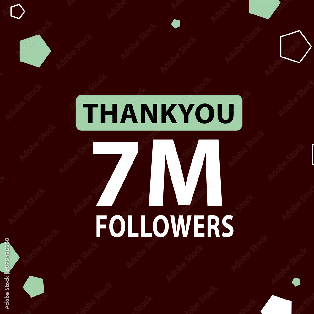 7m 7000000 followers thank you celebration, 1 Million followers template design for social network and follower, Vector illustration. 7m 7000000 followers thank you celebration, 1 Million followers template design for social network and follower, Vector illustration.
