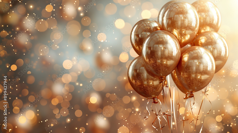 Beautiful colored gold balloons, close-up Beautiful colored gold balloons, close-up