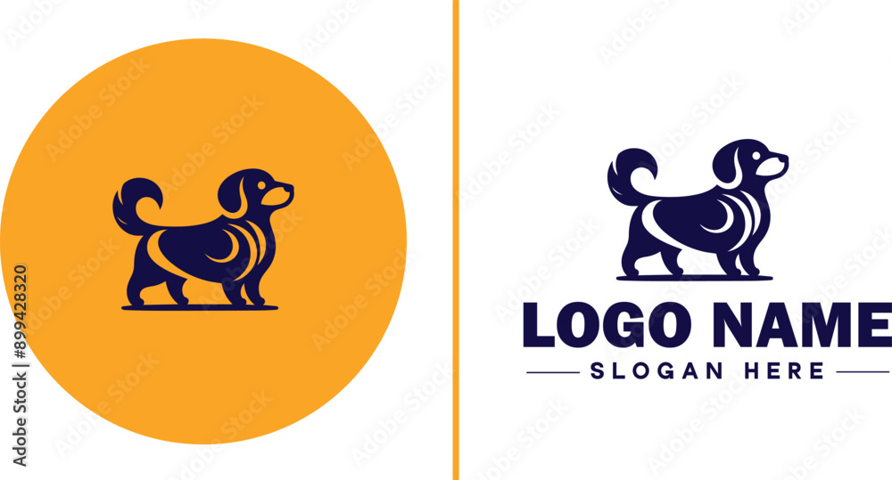 Fototapeta premium Dog grooming icon Canine care Pet grooming Dog styling flat logo sign symbol editable vector