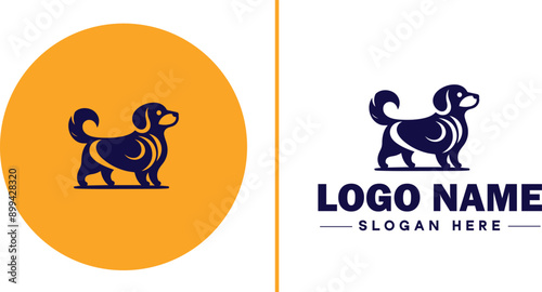 Dog grooming icon Canine care Pet grooming Dog styling flat logo sign symbol editable vector