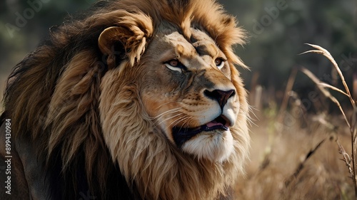 A picture of a valiant lion, high-definition and clear