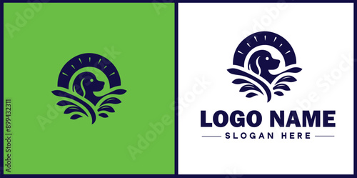 Dog grooming icon Canine care Pet grooming Dog styling flat logo sign symbol editable vector