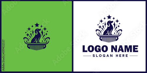 Dog grooming icon Canine care Pet grooming Dog styling flat logo sign symbol editable vector