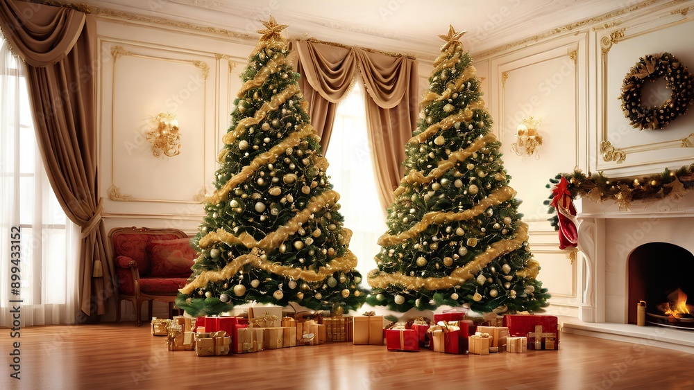 Fototapeta premium Brilliant Christmas tree photography, Christmas house style