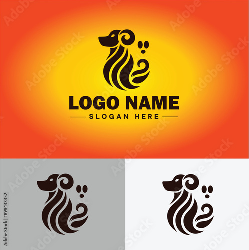Dog grooming icon Canine care Pet grooming Dog styling flat logo sign symbol editable vector