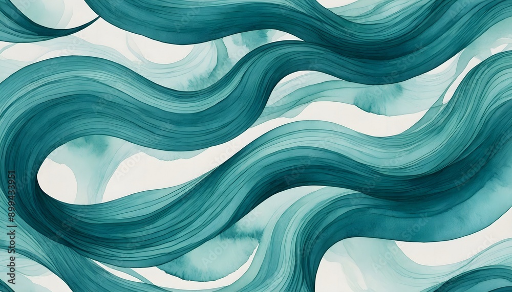 A watercolor texture with flowing, curved strokes of teal and turquoise, mimicking the movement of water. Multiple variations available A watercolor texture with flowing, curved strokes of teal and turquoise, mimicking the movement of water. Multiple variations available