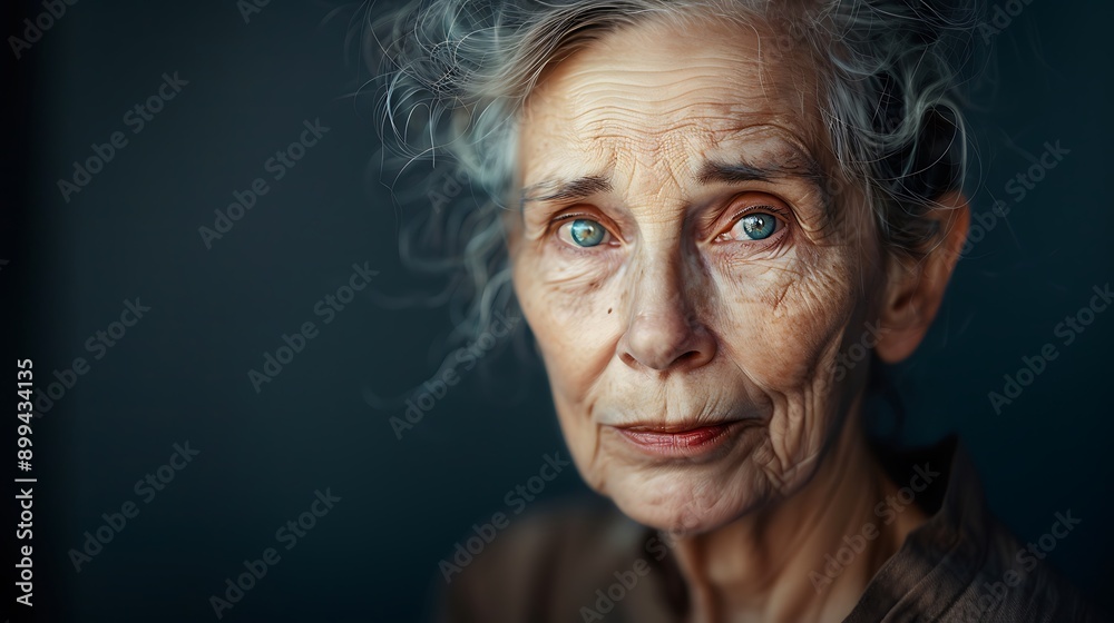 Obraz premium A graceful older woman with expressive eyes, her face radiating wisdom and grace.
