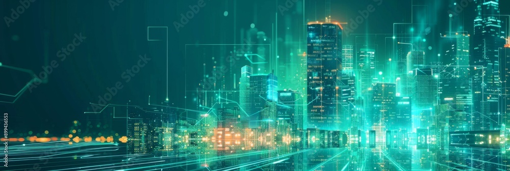 Futuristic Cityscape: Translucent Line Graphics Blend with Vibrant Street Scenery, Showcasing Smart City Concept in Business Hub, Graphic design, Wallpapers, Brochure, Websites, banner, Advertising, Futuristic Cityscape: Translucent Line Graphics Blend with Vibrant Street Scenery, Showcasing Smart City Concept in Business Hub, Graphic design, Wallpapers, Brochure, Websites, banner, Advertising,