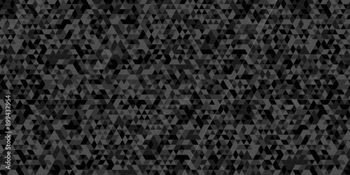 Vector geometric seamless technology gray and black triangle background. Abstract digital grid light pattern black Polygon Mosaic triangle Background, business and corporate background.