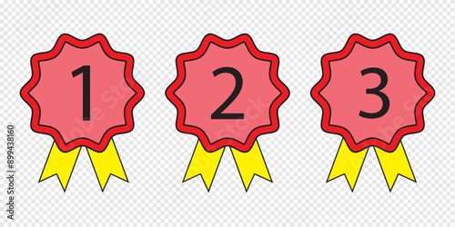 Vector blue badge icon hand drawn style isolated on white background. Award symbol for site design, logo, app.eps 10.