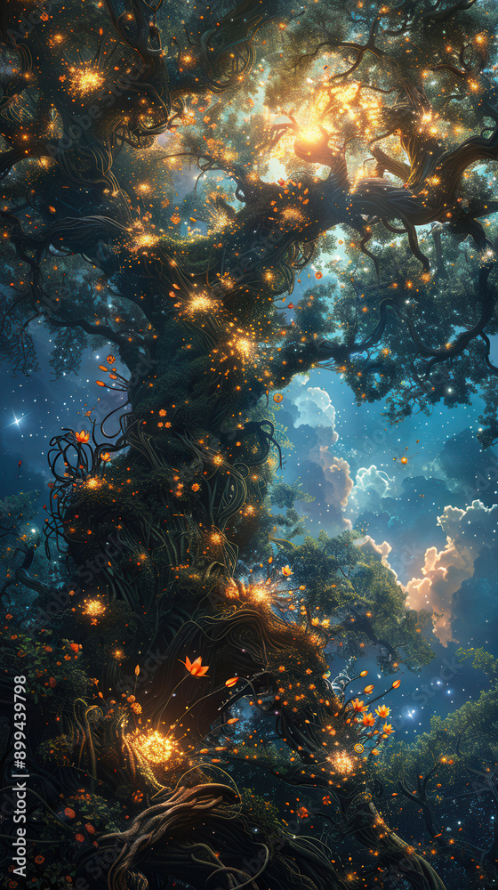 Magical Enchanted Tree with Glowing Lights in a Mystical Forest Setting, Ideal for Fantasy and Fairy Tale Themes. Phone theme, phone wallpaper, backgrounds Magical Enchanted Tree with Glowing Lights in a Mystical Forest Setting, Ideal for Fantasy and Fairy Tale Themes. Phone theme, phone wallpaper, backgrounds