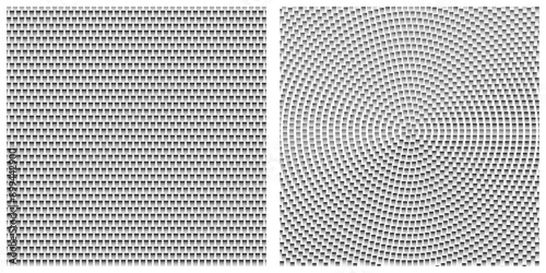 Abstract Geometric Gradient Square Patterns. modern and minimalist linear and radial texture