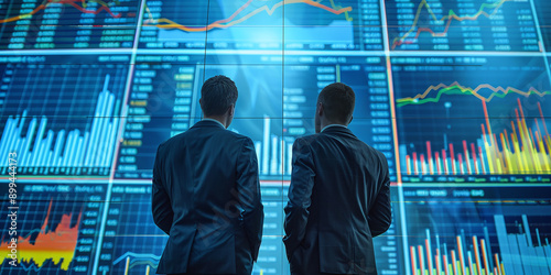 two investors in suits scrutinize these reports to assess the health of the business and the economy. Key indicators such as revenue, profit margin and future forecast are analyzed