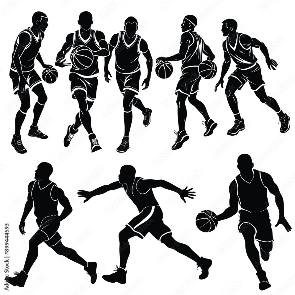 Fototapeta premium A series of silhouettes of basketball players