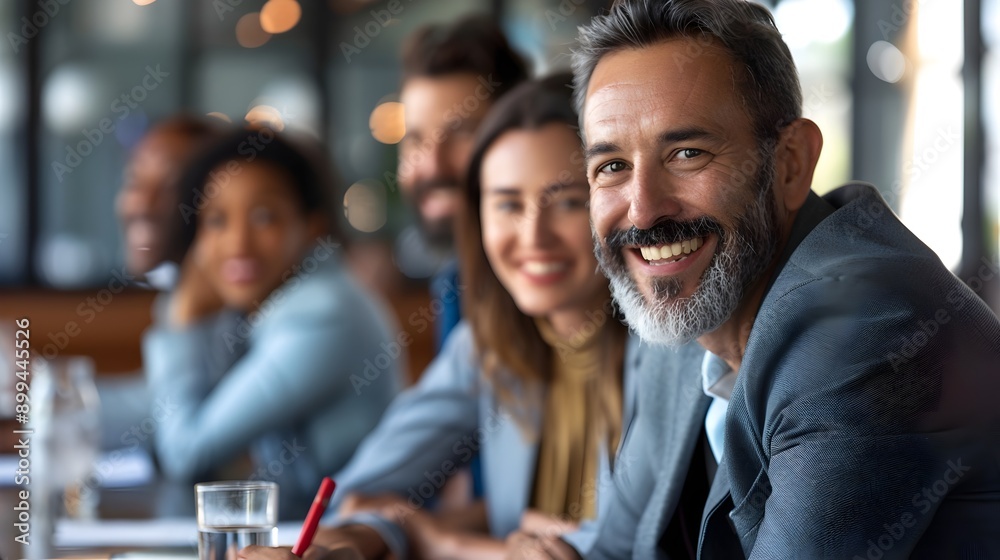 Fototapeta premium Smiling Business Team in Modern Office Meeting