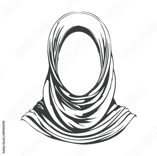 Headscarf drawn isolated on white, hijab illustration ,generative ai