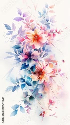 Colorful Watercolor Floral Arrangements Soft Style