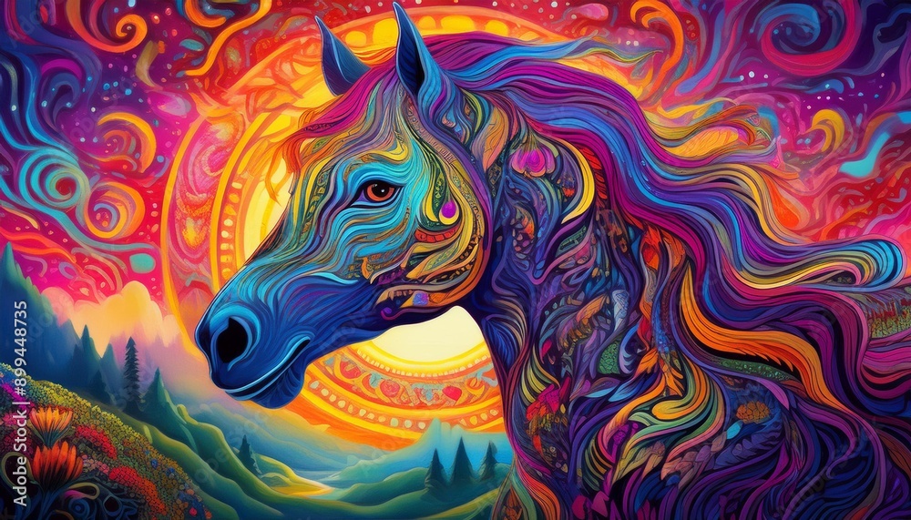 Fototapeta Psychadelic theme Horse