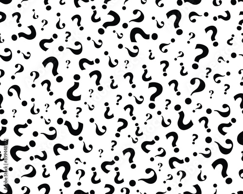 Black question mark on a white background, seamless pattern	
