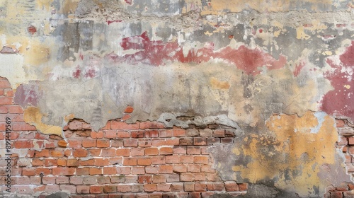 Aged brick wall texture background
 with abstract graffiti patterns